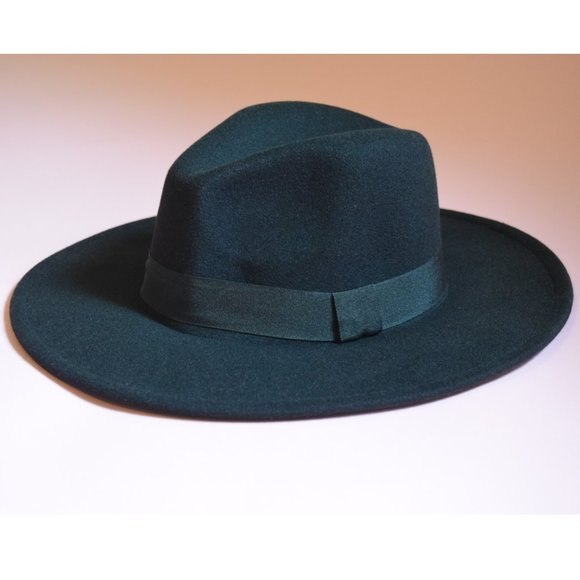 BLACK WIDE BRIM FEDORA HAT - Picture 2 of 4